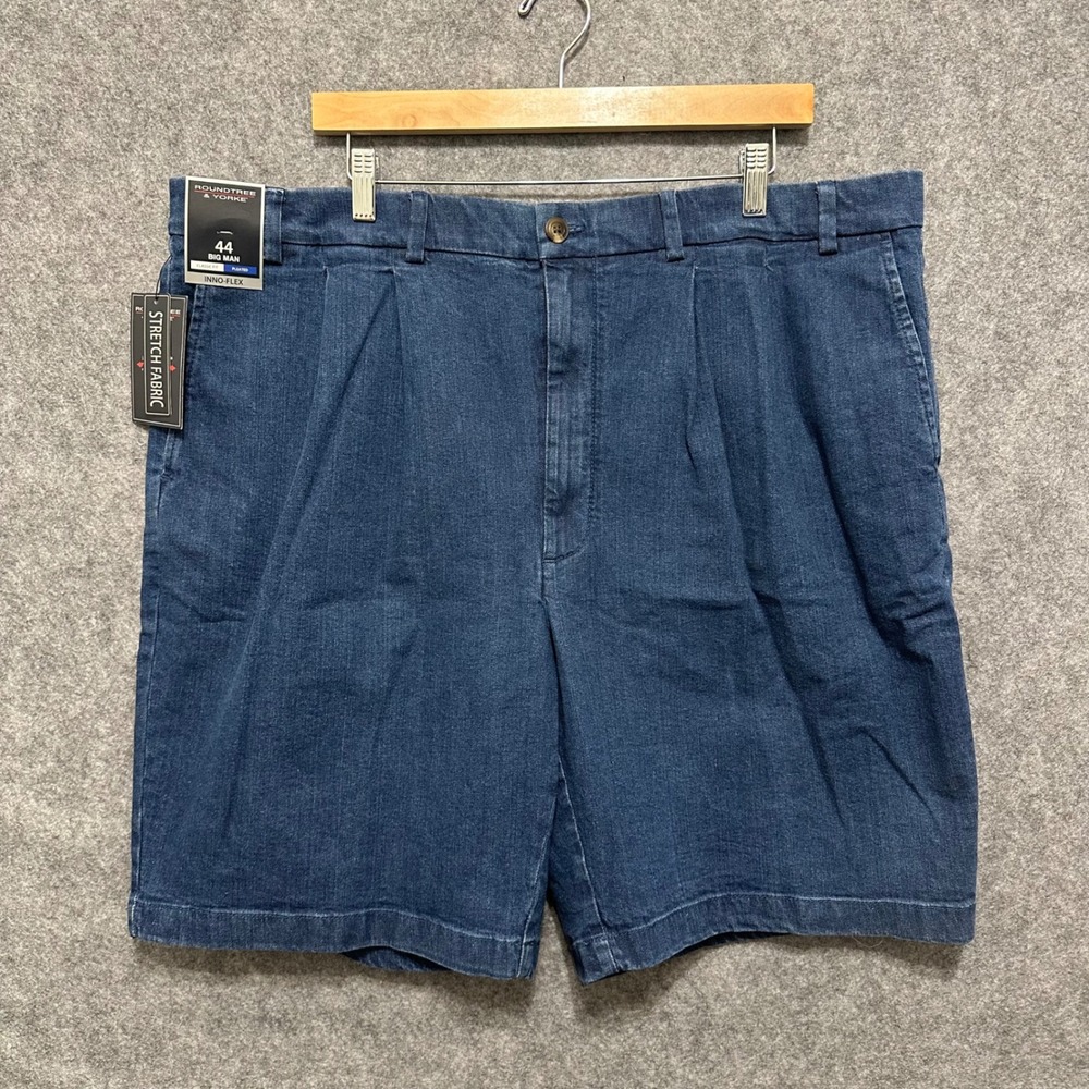 NEW Roundtree & Yorke Shorts Mens 44 Blue Inno-Flex Classic Fit Denim Big Man